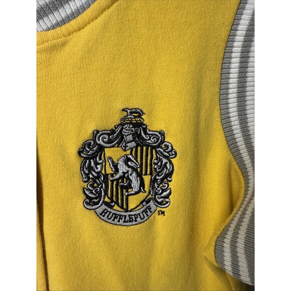 Harry Potter Varsity Jacket Women Medium Hufflepuff Snap Button Lightweight - Picture 3 of 12